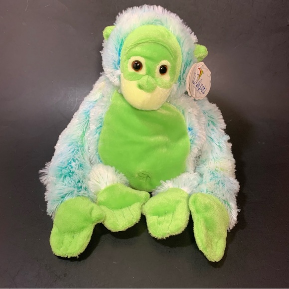2002 Wishpets LIKO #52006 Green Cyan Orangutan Monkey Beanie Plush RARE w/ Tags - Picture 1 of 11